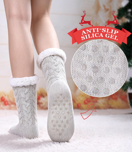 Women'S Winter Super Soft Warm Cozy Fleece Lined Fuzzy Slipper Socks with Grippers