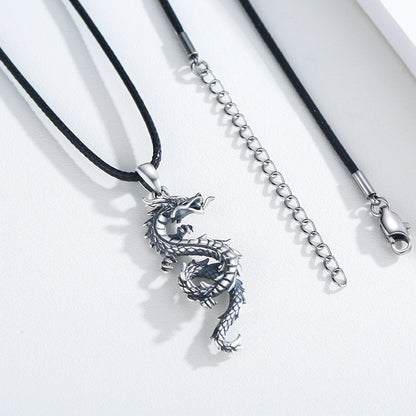 Dragon Necklace for Men 925 Sterling Silver Pendant Necklaces for Son Jewelry Birthday Gift