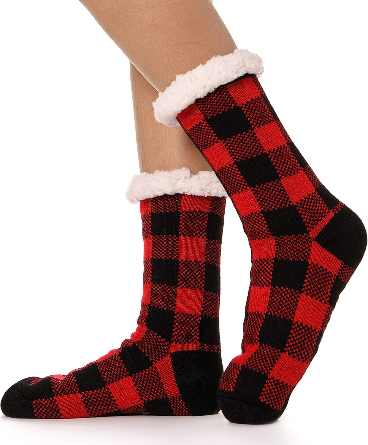 Womens Girls Slipper Socks, Fuzzy Cabin Winter Thick Grips Socks
