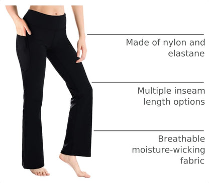 Petite/Regular/Tall Women'S Bootcut Yoga Pants with Side Pockets, Flare Leggings for Travel, Lounge & Everyday Wear