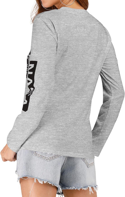 Women Long Sleeve Graphic Shirts NASA Space Letter Print | Crew Neck Tee Tops Tshirt,Fashion T-Shirts,For Spring Fall Winter