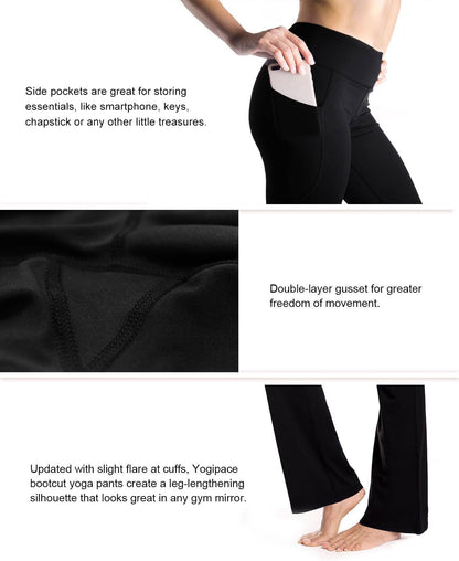 Petite/Regular/Tall Women'S Bootcut Yoga Pants with Side Pockets, Flare Leggings for Travel, Lounge & Everyday Wear